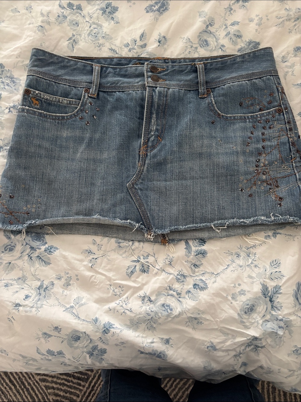 Abercrombie & Fitch Light Blue Studded Denim Mini Skirt